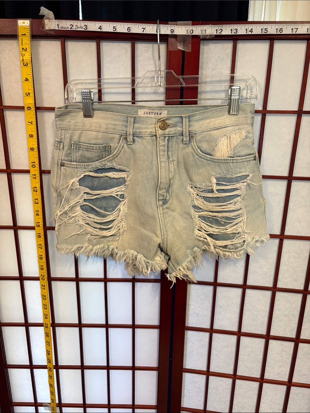 Just USA Ripped High-Rise Light Wash Denim Shorts
